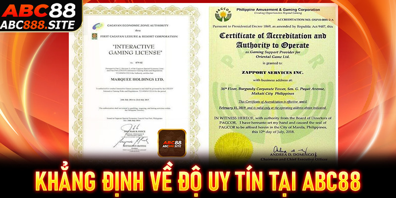 Khẳng định về độ uy tín, chất lượng của nhà cái abc88